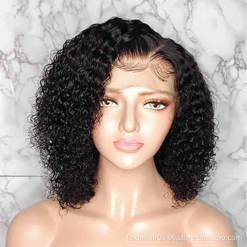 Burmese Raw Virgin Hair Jerry Curly Lace Front Wig Human Hair Deep Part Jerry Curl Weave Short Wig Kinky Curly Wig Lace Front